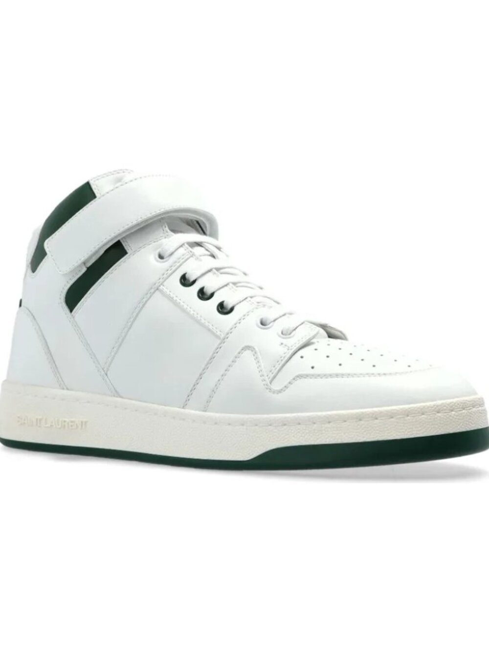 Saint Laurent LAX Mid Top SN Sneakers in Blanc Op/Dark Basil